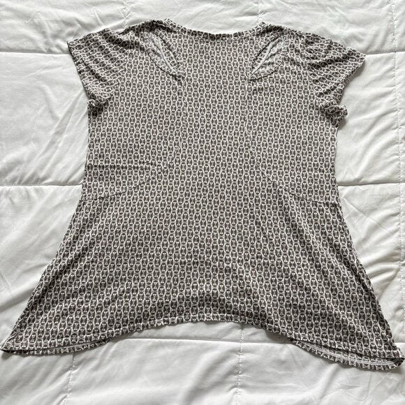 Womens Size XL Blouse Short Sleeve Scoop Neck Pockets Brown Office 90s Y2K - Picture 8 of 10